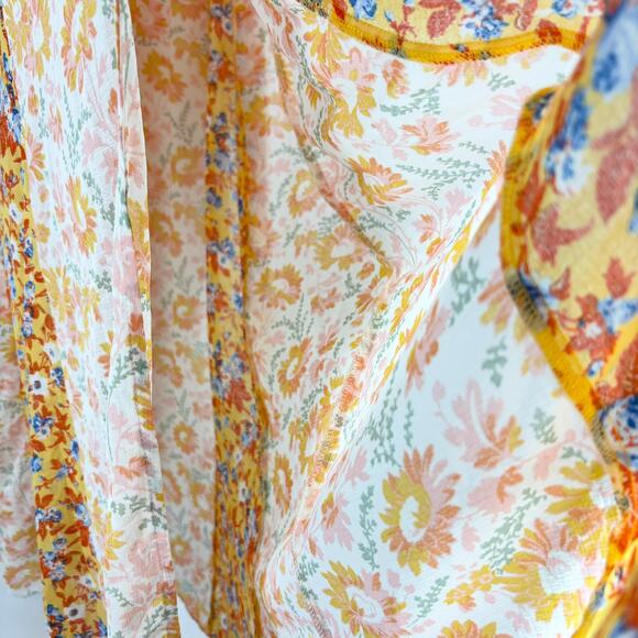 NEW Free People Dance with Me Maxi Dress L Floral Sheer Button Front Strap Boho - Picture 7 of 13